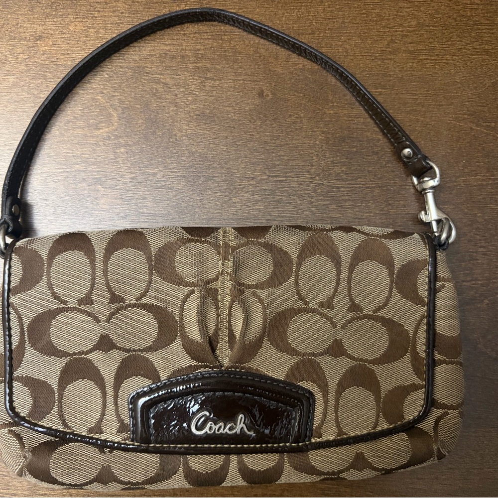 Coach Ashley Signature Jacquard Flap Mini Shoulder Bag Brown Canvas - Picture 4 of 4